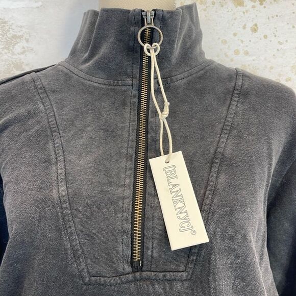 BLANK NYC long sleeve 1/2 zip women’s top sweatshirt gray (nwt) - Picture 2 of 9